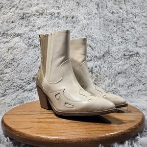 Forever 21 Women 8 Retro Brown Tan Bohemian Western Heeled Booties Cowgirl Boots